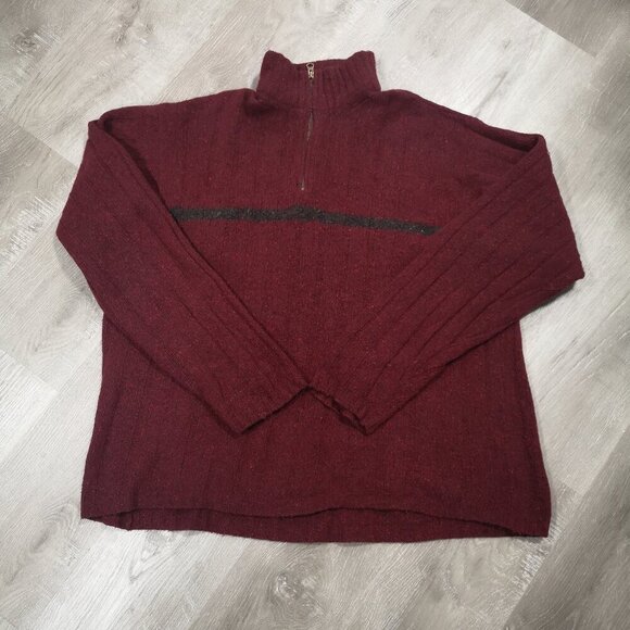 J. Ashford Men's Size XL Burgundy 1/4 Zip Made in Italy Wool Blend Sweater - Picture 1 of 8